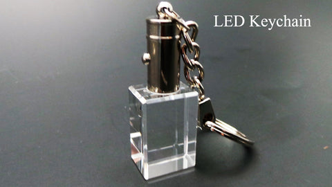 LED Keychain - 3D laser etched photo crystal 