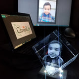 Diamond Shaped 3D Laser Photo Crystal With FREE Light Base