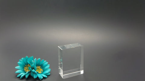 Cube shaped 3D laser etched crystal photo Canada