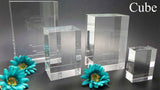 Cube Shaped 3D Laser Photo Crystal With FREE Light Base