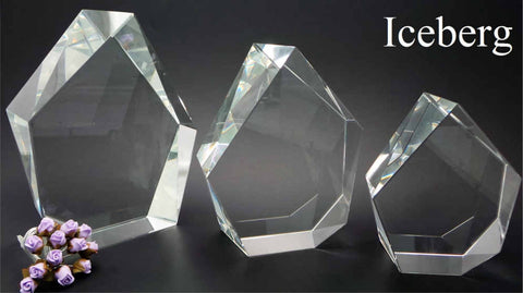 Iceberg shaped 3D laser etched crystal photo Canada