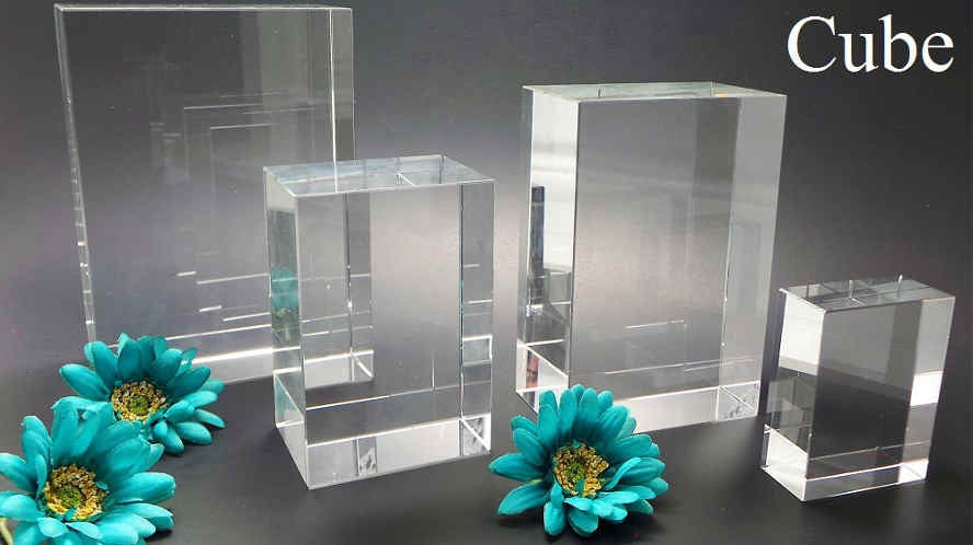 Cube shaped photo crystal - Crystal Life Designs